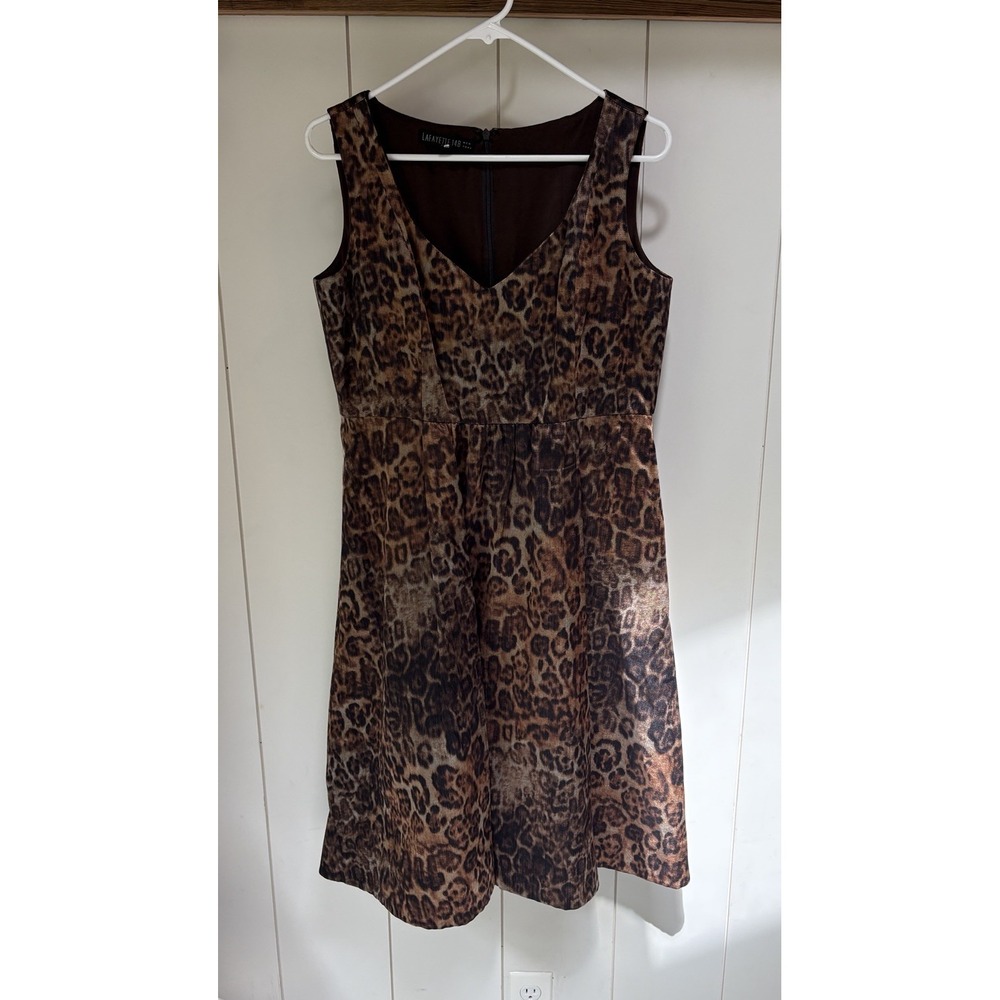 Lafayette 148 Women's Size 10 Leopard  Dress Mob Wife Old Money Date Night